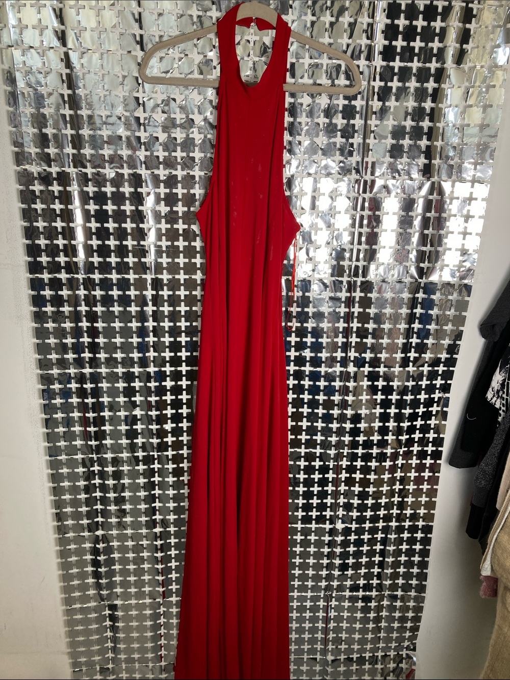 Anthropologie Red Halter Maxi Dress
